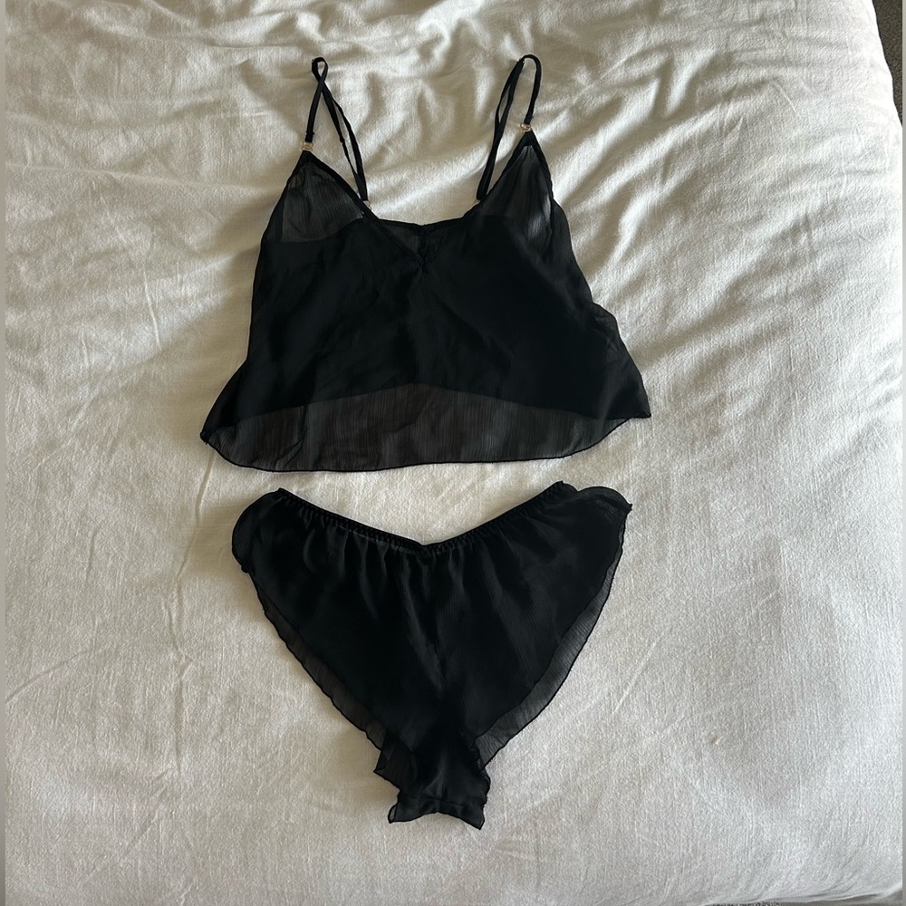Bluebella Black Sheer Cami and Shorts Set Size S